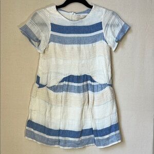 Zara White and Blue Flutter Sleeve Casual Sundress